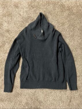 Men's Black Shawl Turtleneck Sweater